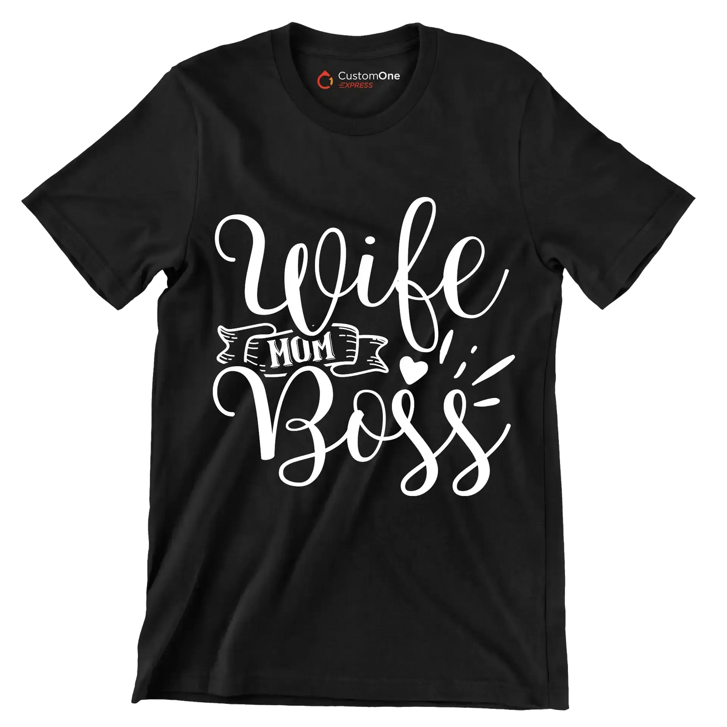 Wife mom boss - Sarcasm Themed T-Shirt-Black-S-Custom One Express