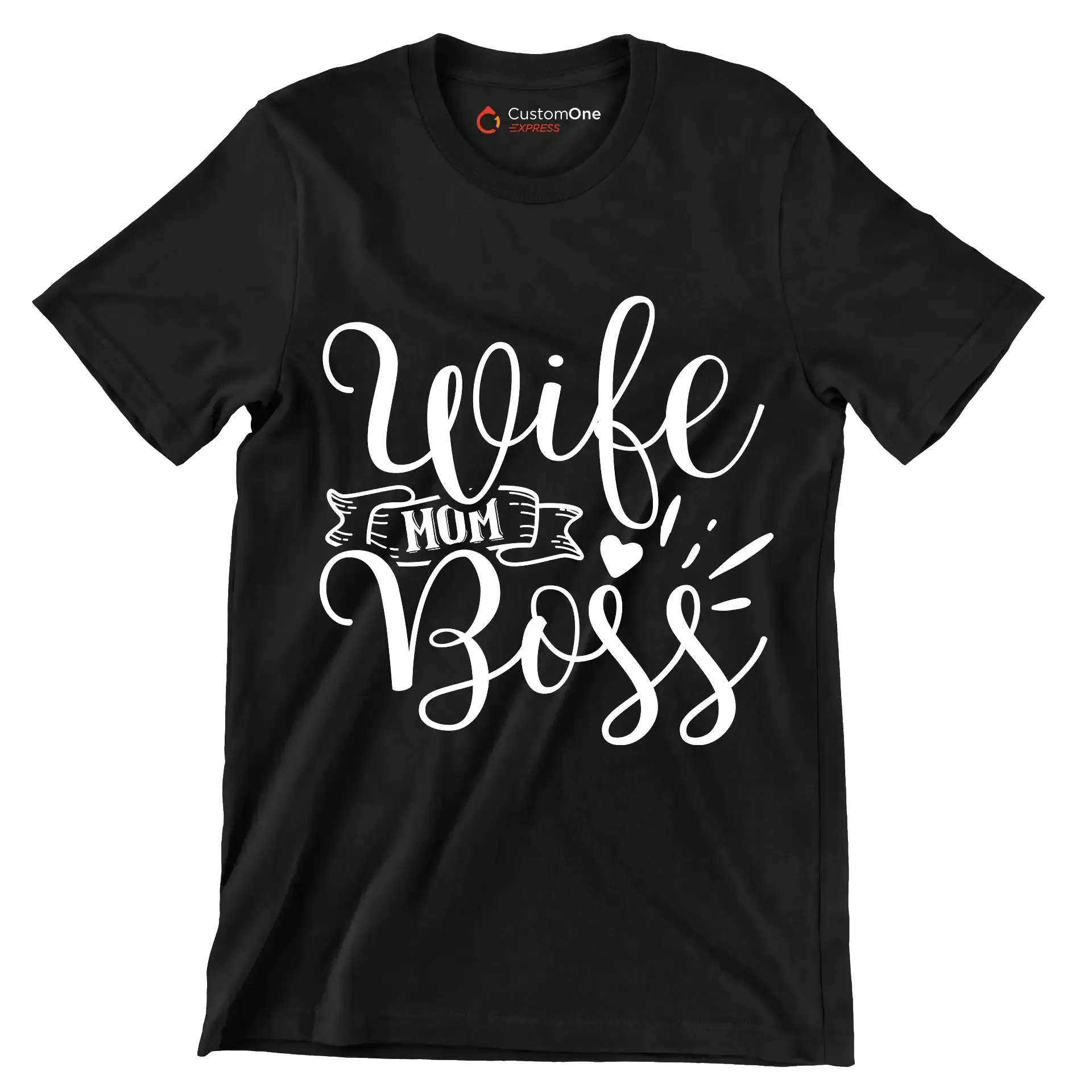 Wife mom boss - Sarcasm Themed T-Shirt-Black-S-Custom One Express