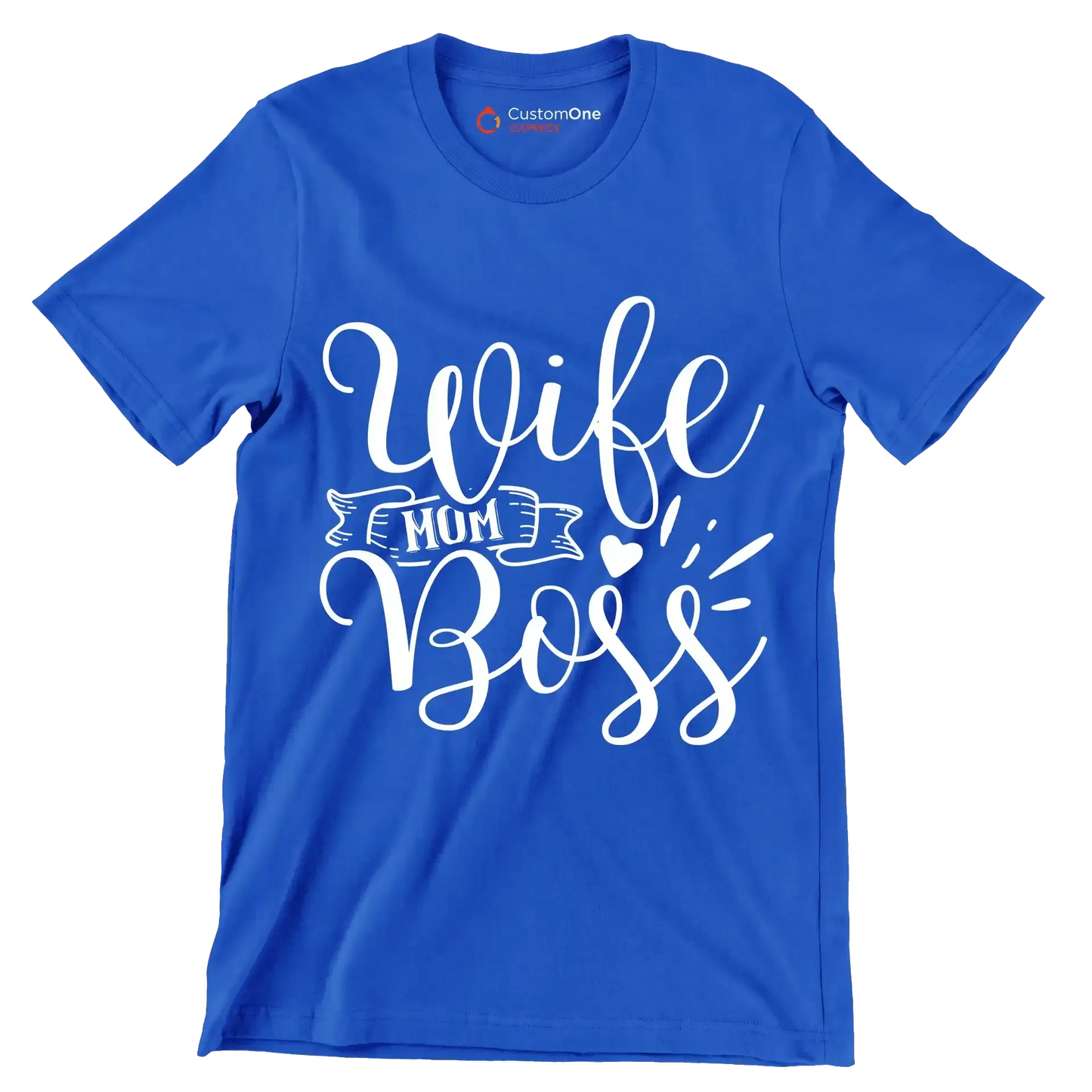 Wife mom boss - Sarcasm Themed T-Shirt-Blue-S-Custom One Express