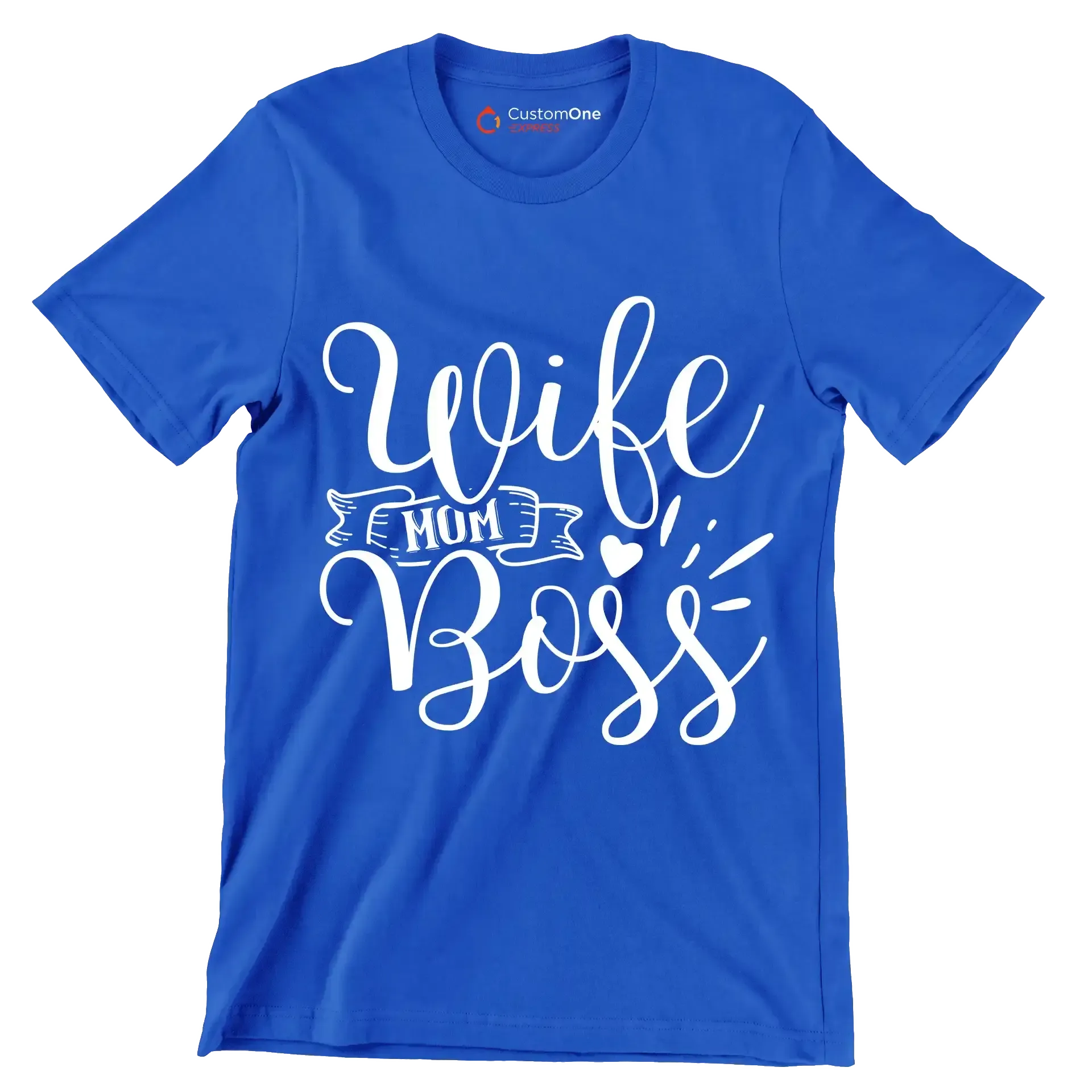 Wife mom boss - Sarcasm Themed T-Shirt-Blue-S-Custom One Express