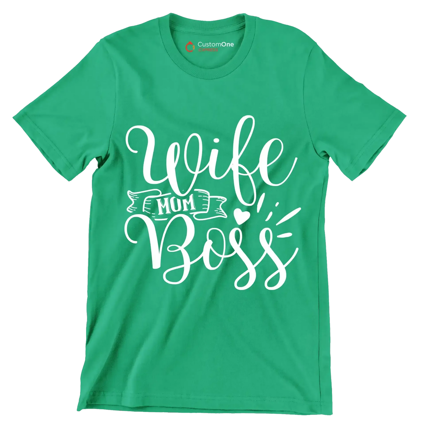Wife mom boss - Sarcasm Themed T-Shirt-Green-S-Custom One Express