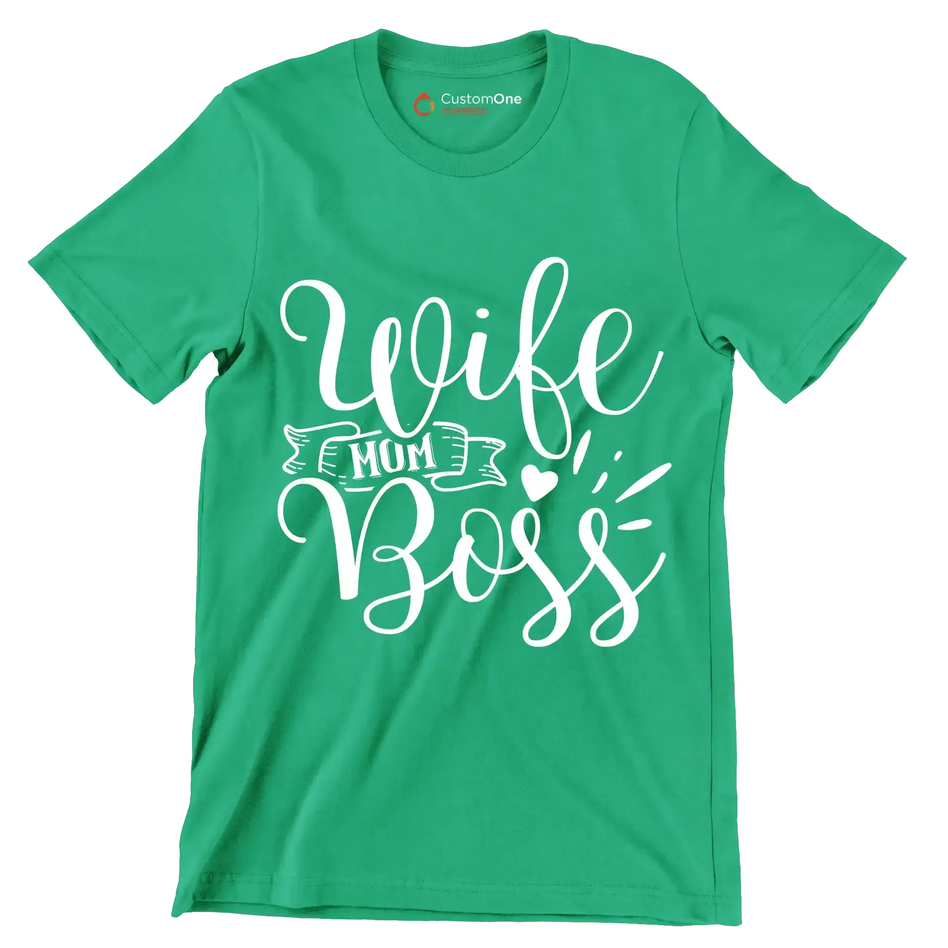 Wife mom boss - Sarcasm Themed T-Shirt-Green-S-Custom One Express