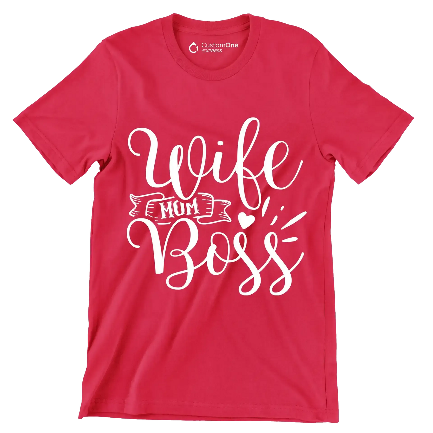 Wife mom boss - Sarcasm Themed T-Shirt-Red-S-Custom One Express