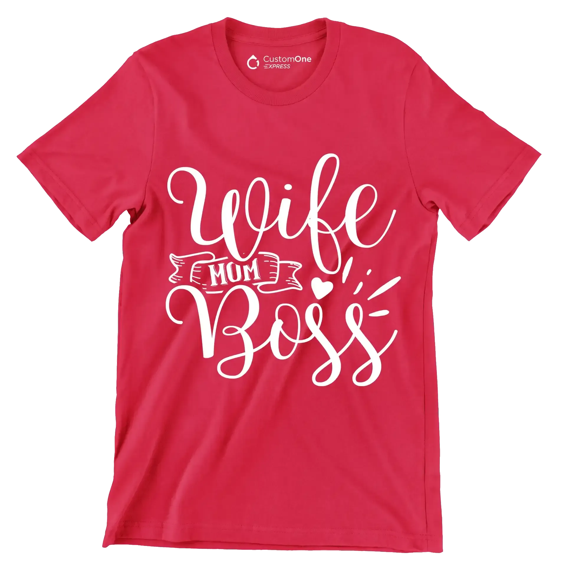 Wife mom boss - Sarcasm Themed T-Shirt-Red-S-Custom One Express