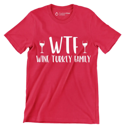 Wine Turkey Family - Thanksgiving Themed T-Shirt-Red-S-Custom One Express