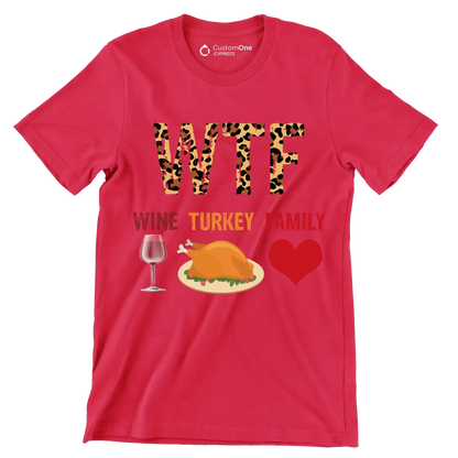 Wine Turkey Family - Thanksgiving Themed T-Shirt-Red-S-Custom One Express