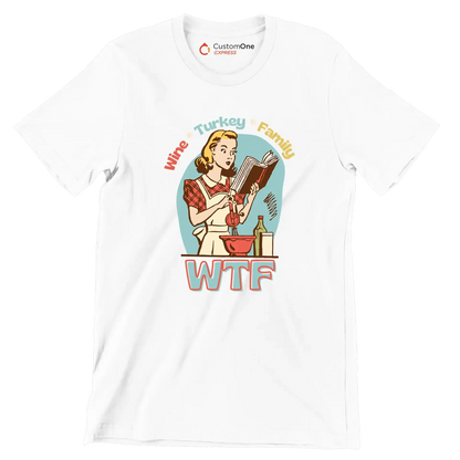 Wine Turkey family wtf - Retro Themed T-Shirt-White-S-Custom One Express