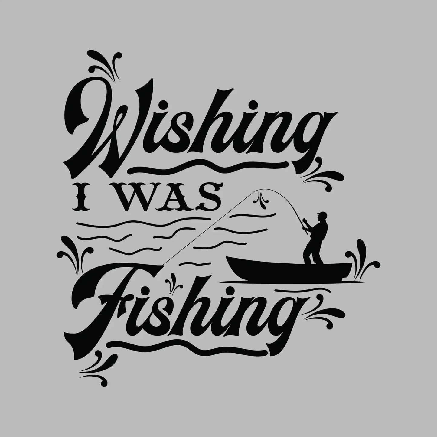 Wishing I was fishing - Fishing Themed T-Shirt-Blue-S-Custom One Express