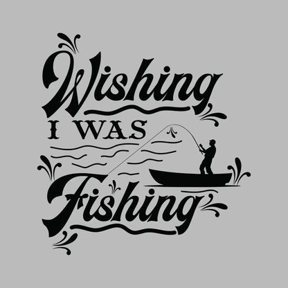 Wishing I was fishing - Fishing Themed T-Shirt-Blue-S-Custom One Express