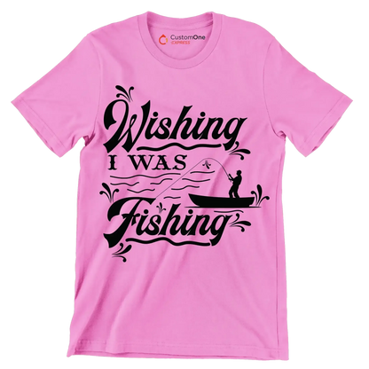 Wishing I was fishing - Fishing Themed T-Shirt-Pink-S-Custom One Express
