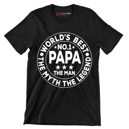 World_s best no.1 papa the man the myth the legend - Father’s Day T-Shirt-Black-S-Custom One Express