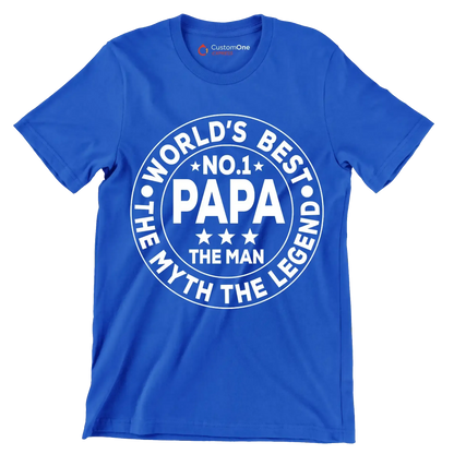 World_s best no.1 papa the man the myth the legend - Father’s Day T-Shirt-Blue-S-Custom One Express