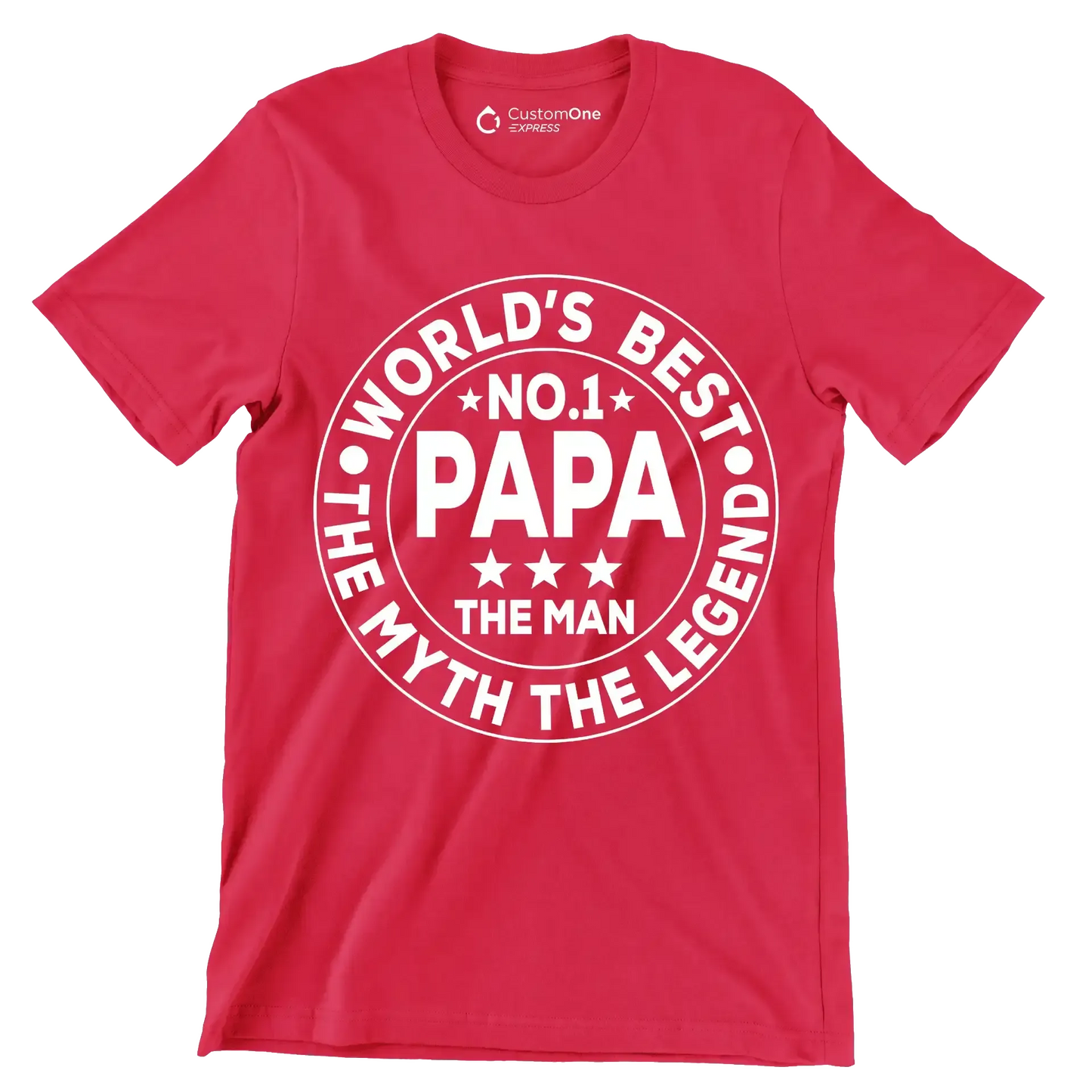 World_s best no.1 papa the man the myth the legend - Father’s Day T-Shirt-Red-S-Custom One Express