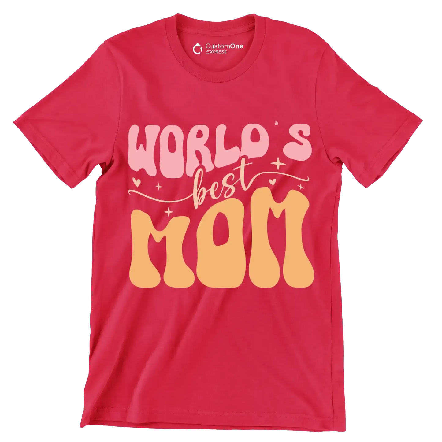 World's Best Mom - Mother’s Day T-Shirt-Red-S-Custom One Express