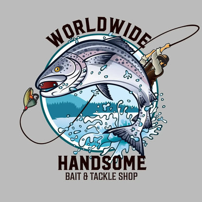 Worldwide handsome bait & tackle shop - Fishing Themed T-Shirt-Black-S-Custom One Express