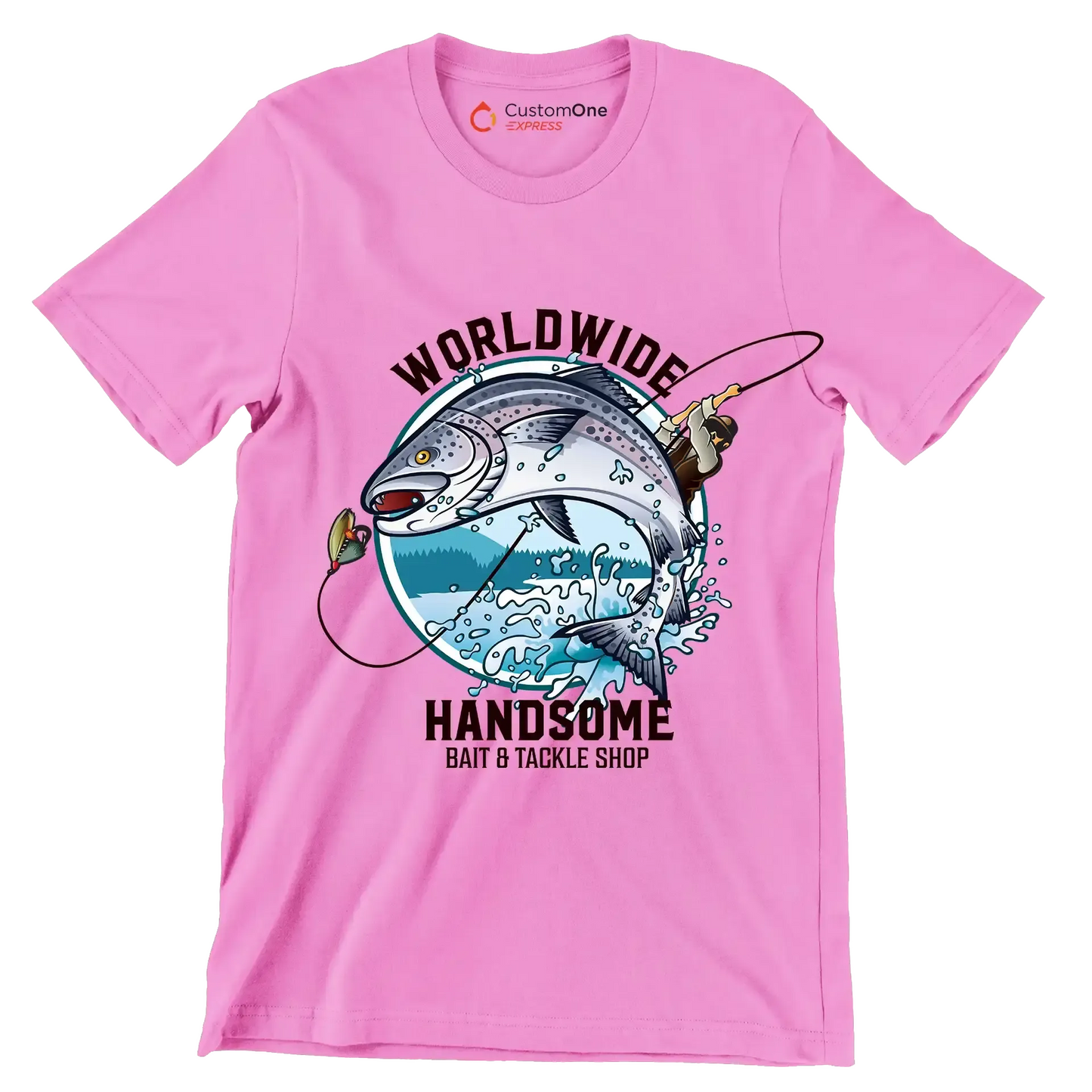Worldwide handsome bait & tackle shop - Fishing Themed T-Shirt-Pink-S-Custom One Express