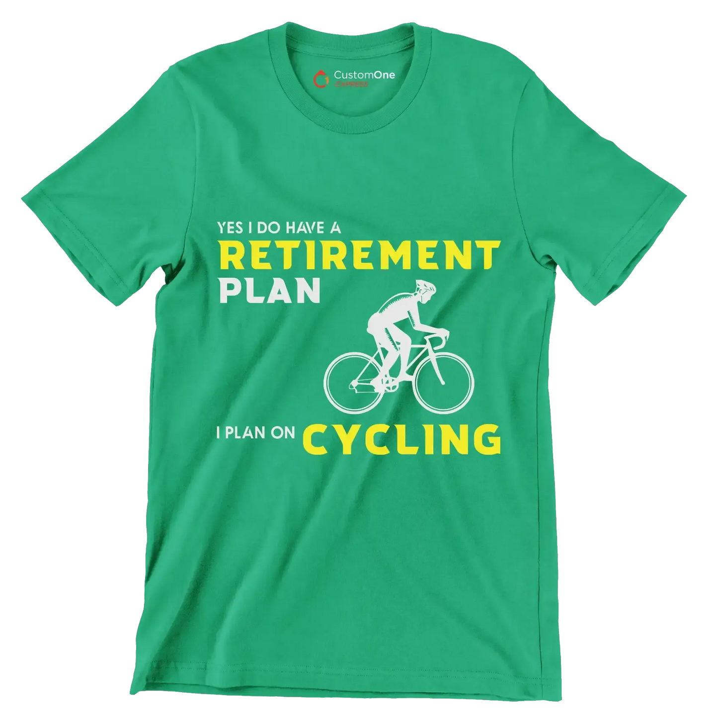 YES I DO HAVE A RETIREMENT PLAN I PLAN ON CYCLING - Bicycle Themed T-Shirt-Green-S-Custom One Express