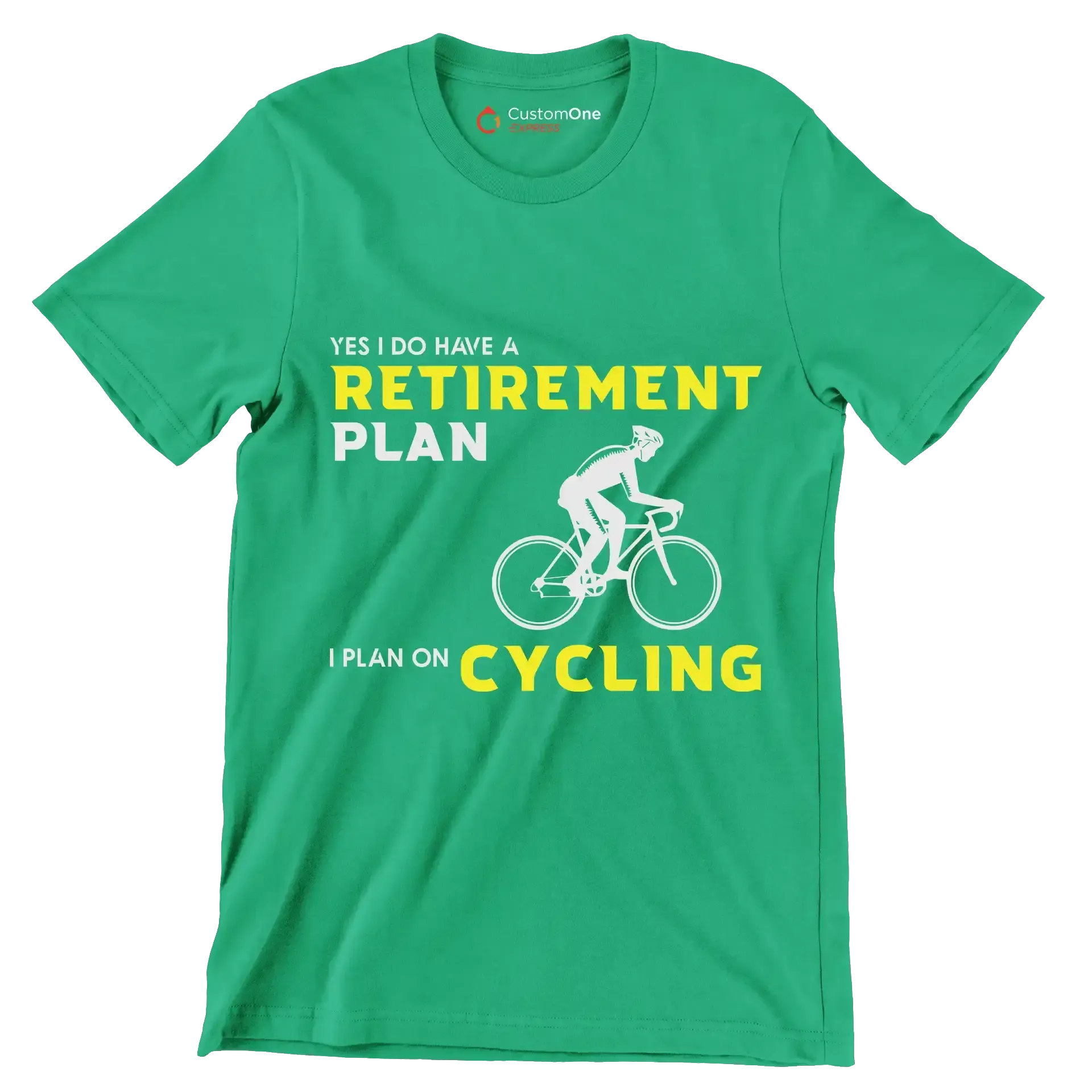 YES I DO HAVE A RETIREMENT PLAN I PLAN ON CYCLING - Bicycle Themed T-Shirt-Green-S-Custom One Express