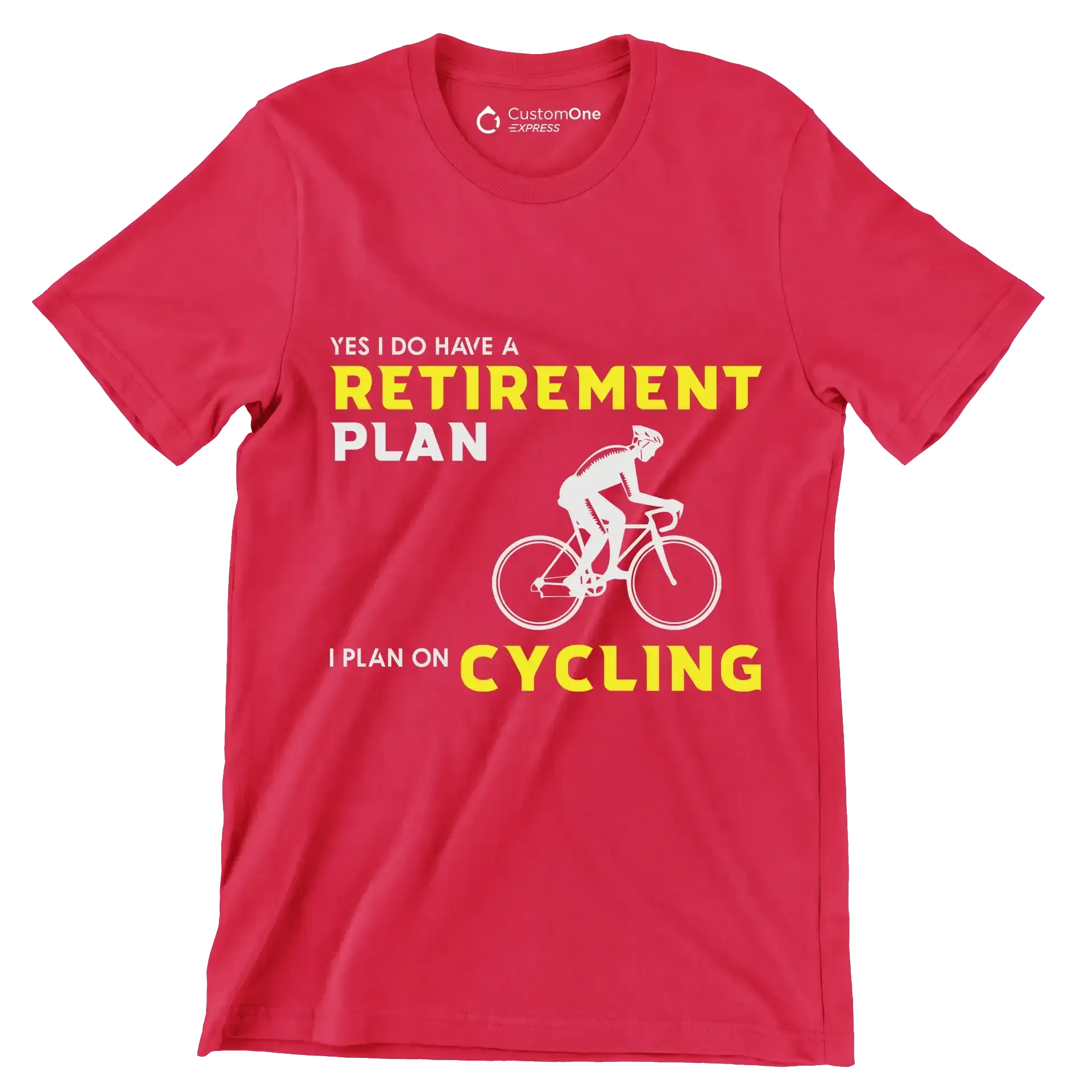 YES I DO HAVE A RETIREMENT PLAN I PLAN ON CYCLING - Bicycle Themed T-Shirt-Red-S-Custom One Express