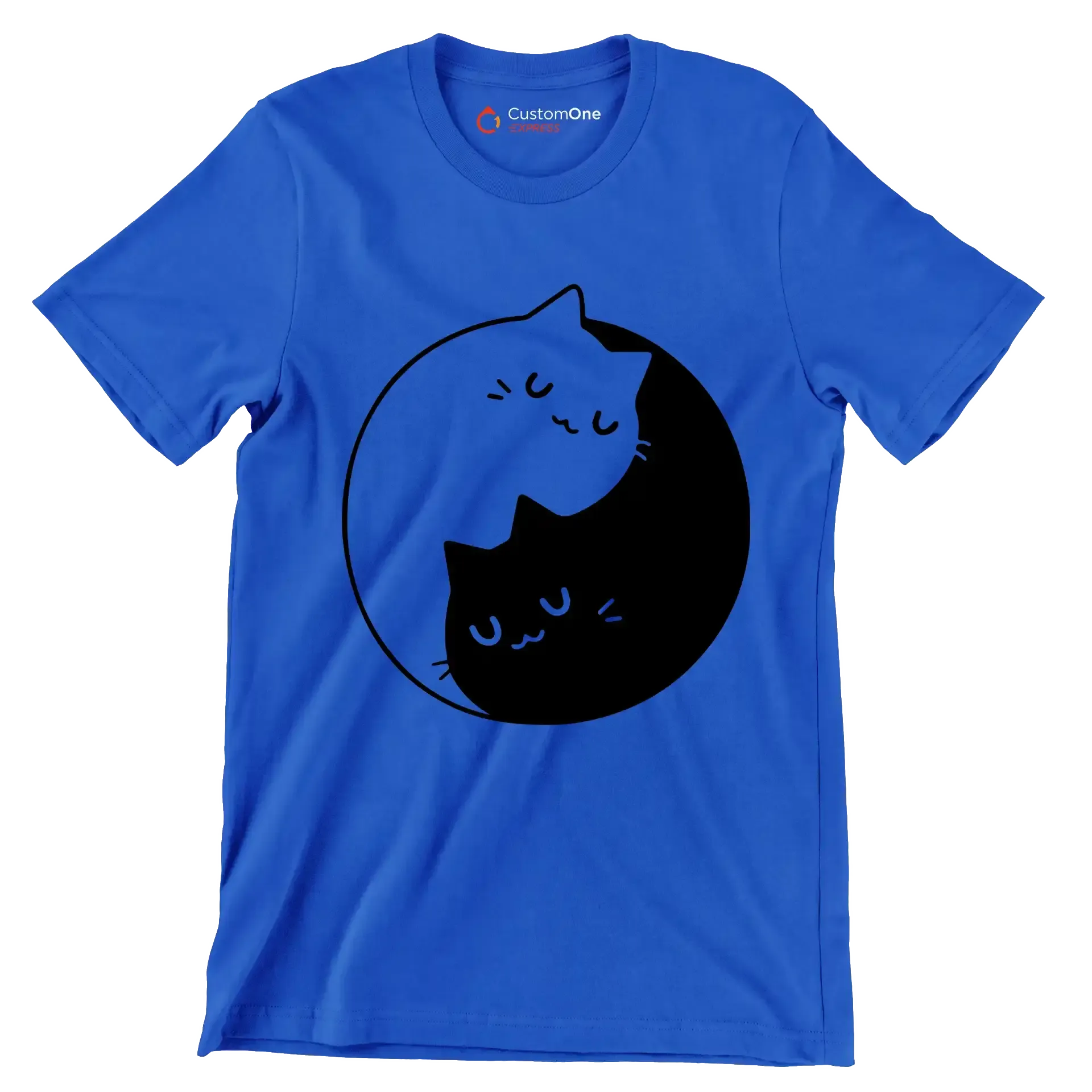 Yin Yang Feline Harmony - Cat Themed T-Shirt-Blue-S-Custom One Express