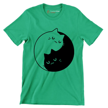 Yin Yang Feline Harmony - Cat Themed T-Shirt-Green-S-Custom One Express