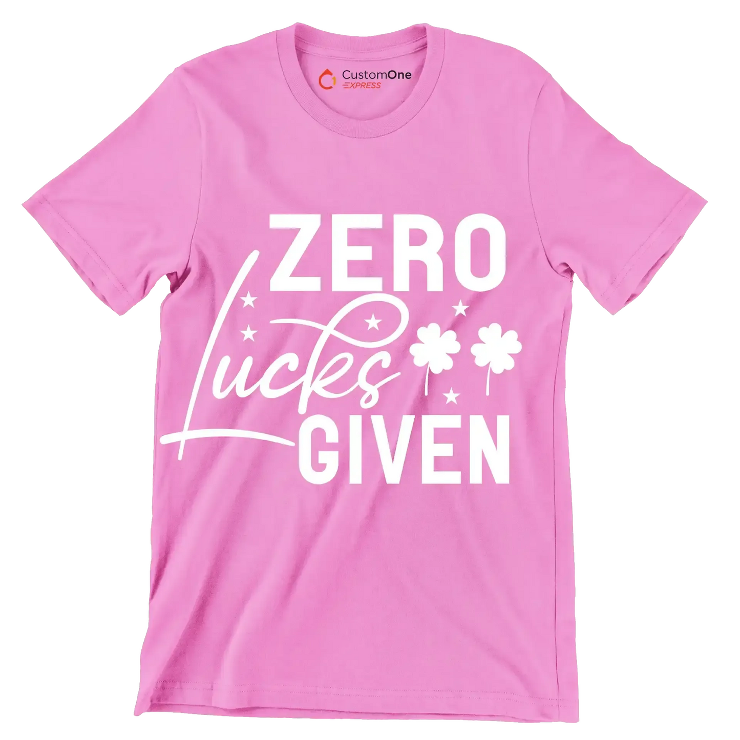 Zero Lucks Given - St. Patrick's Day T-Shirt-Pink-S-Custom One Express