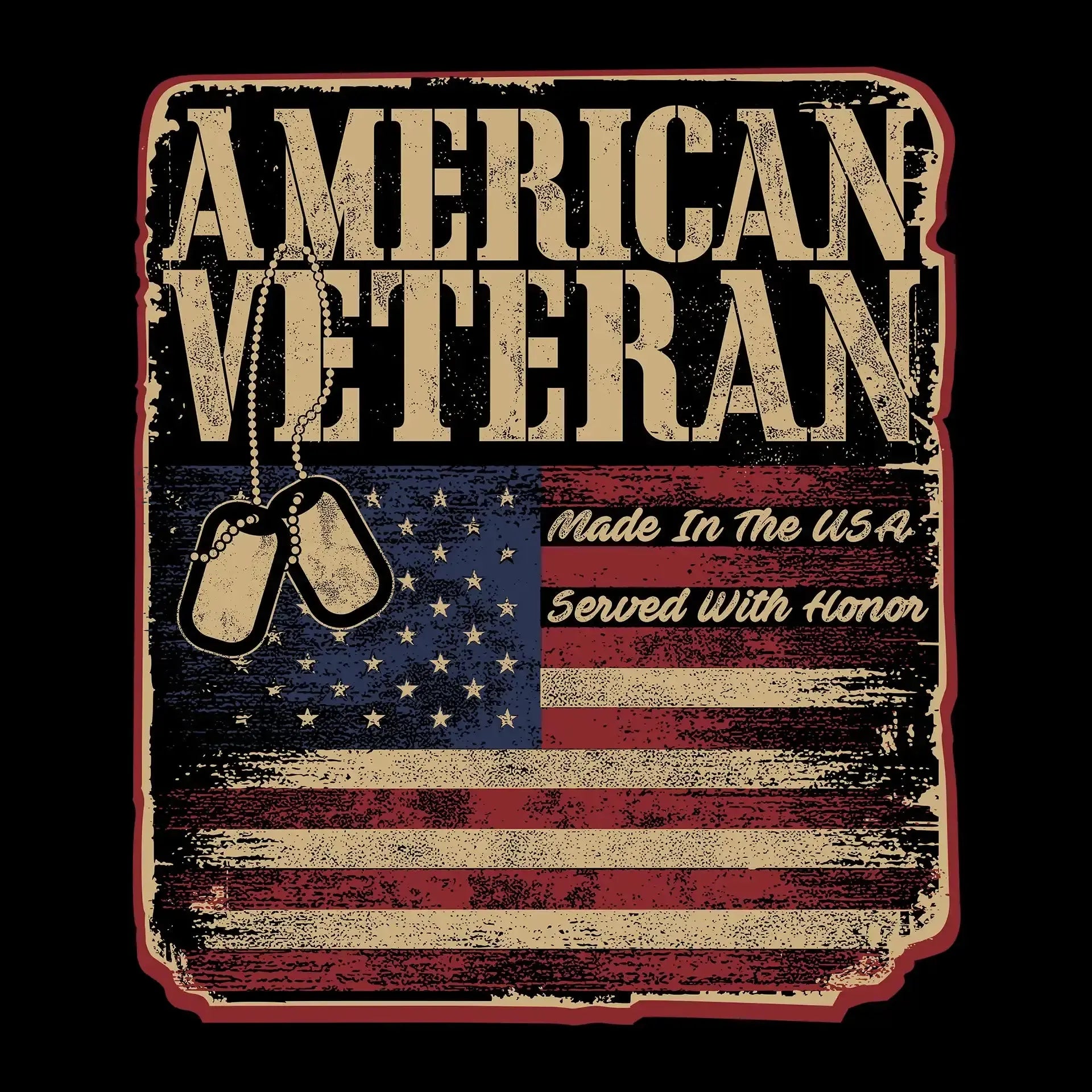 american veteran made in the usa served with honor - Veterans Themed T-Shirt-Black-S-Custom One Express