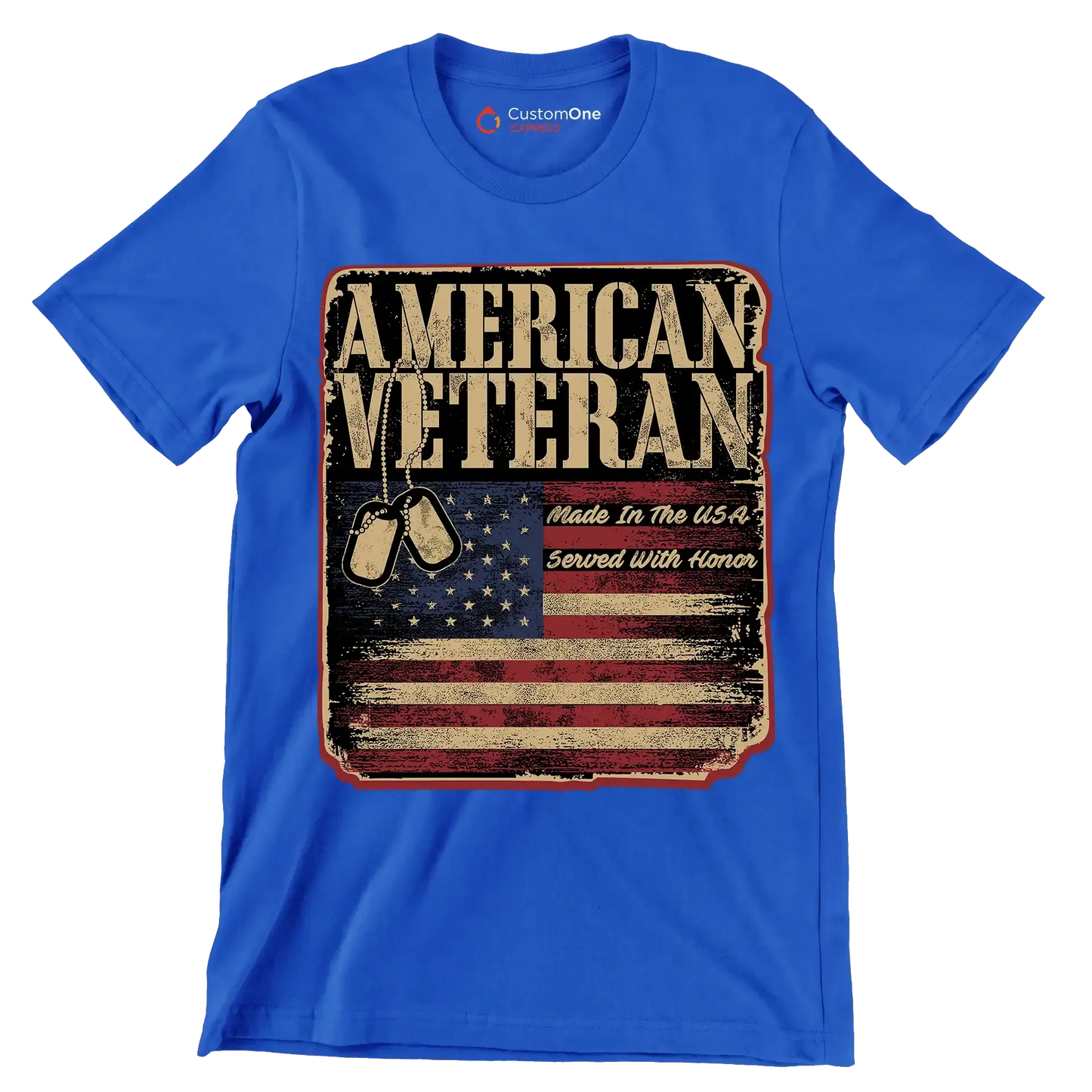 american veteran made in the usa served with honor - Veterans Themed T-Shirt-Blue-S-Custom One Express