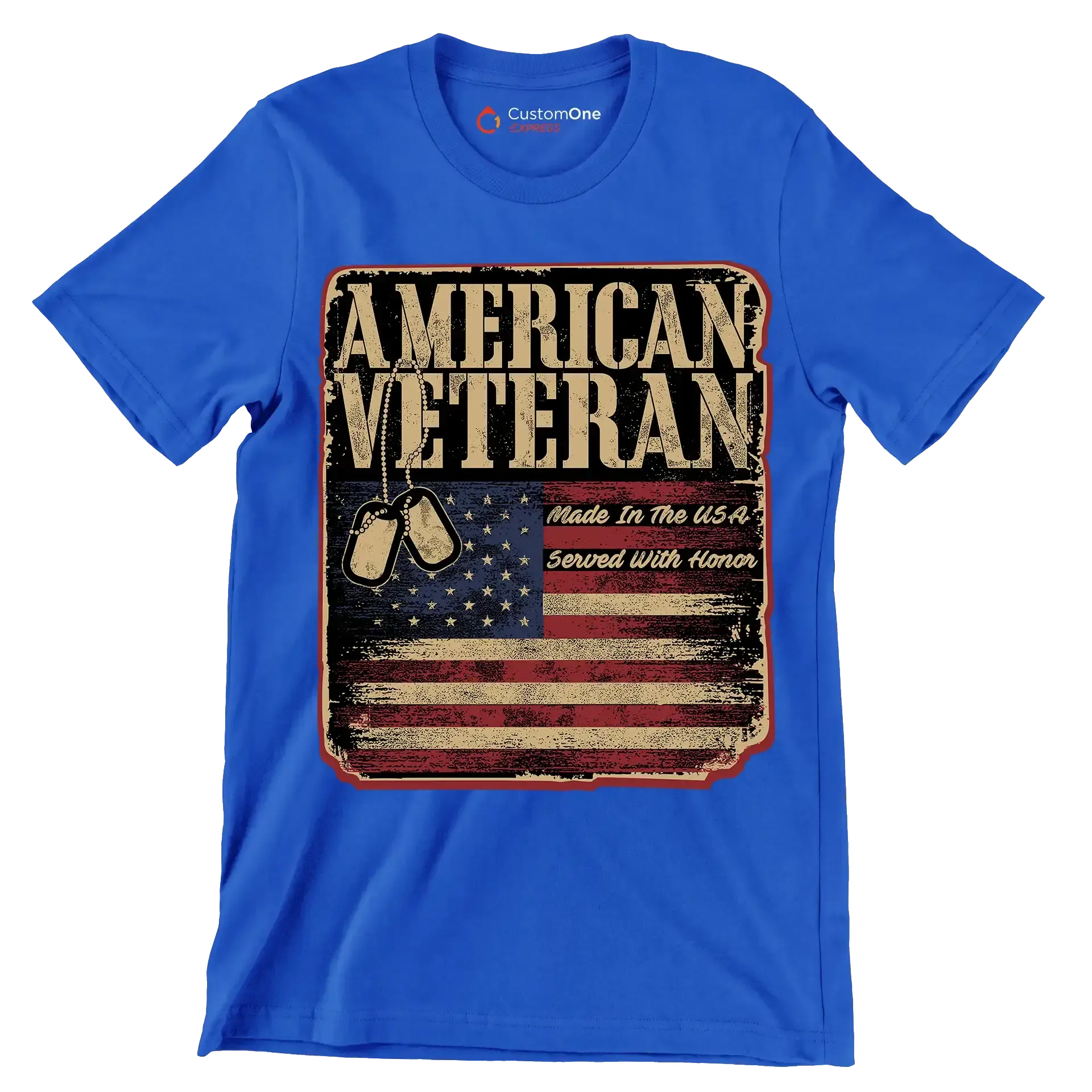 american veteran made in the usa served with honor - Veterans Themed T-Shirt-Blue-S-Custom One Express