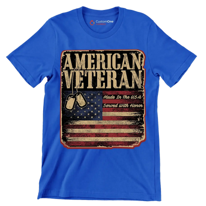 american veteran made in the usa served with honor - Veterans Themed T-Shirt-Blue-S-Custom One Express