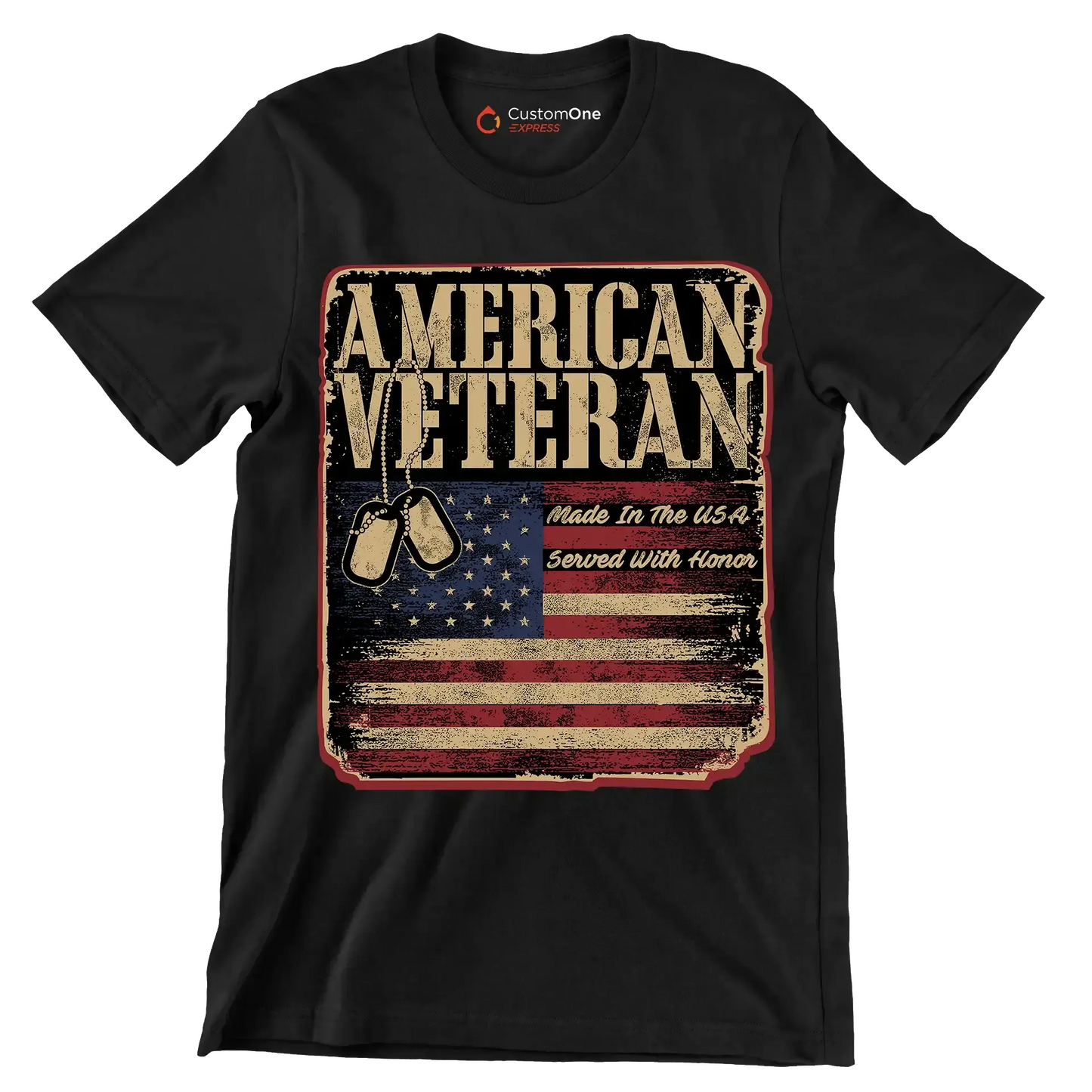american veteran made in the usa served with honor - Veterans Themed T-Shirt-Black-S-Custom One Express