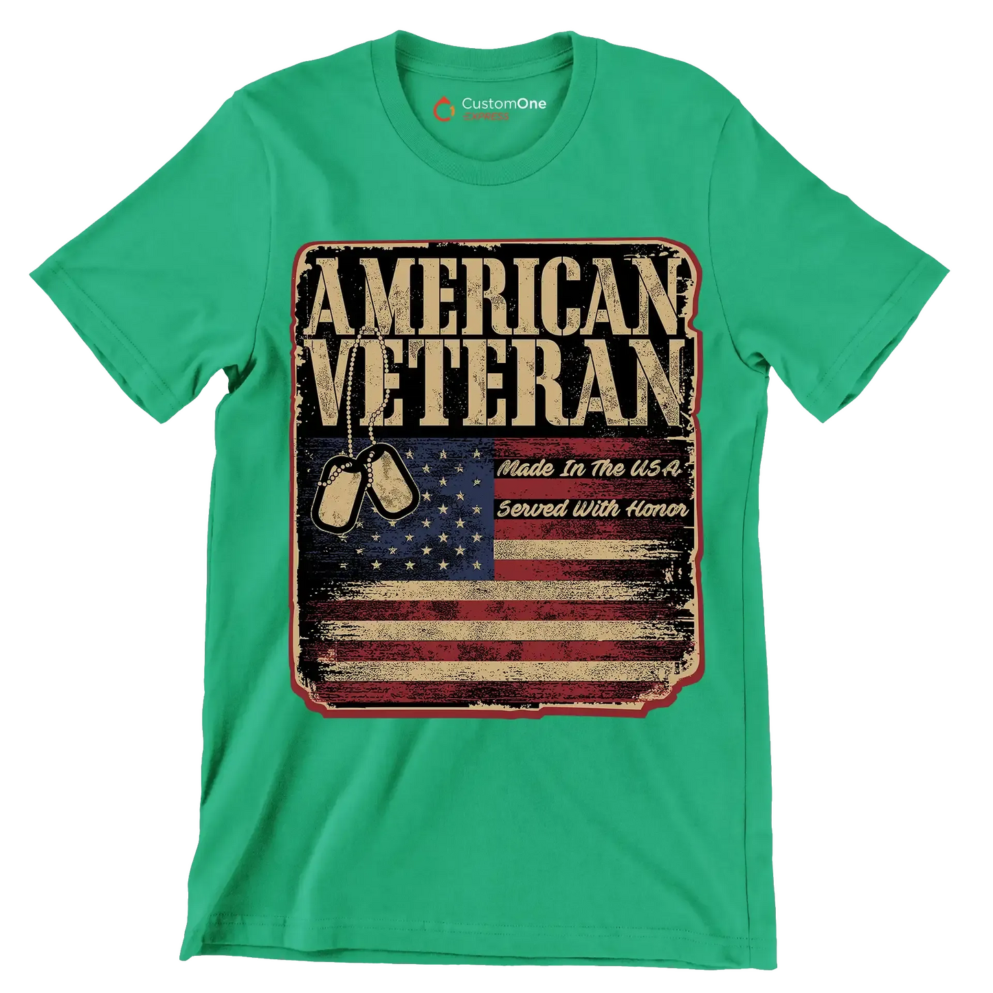 american veteran made in the usa served with honor - Veterans Themed T-Shirt-Green-S-Custom One Express