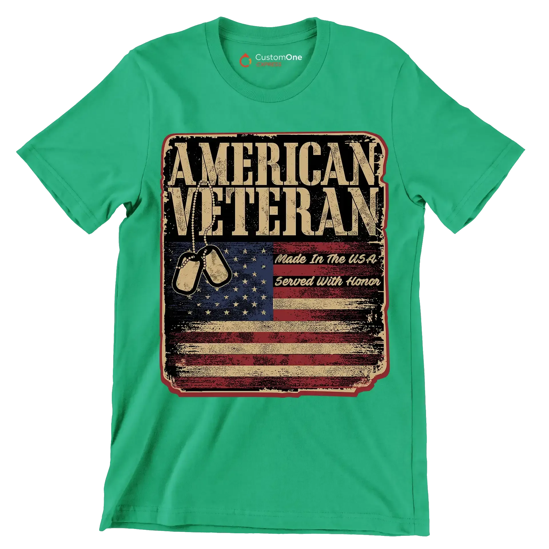 american veteran made in the usa served with honor - Veterans Themed T-Shirt-Green-S-Custom One Express