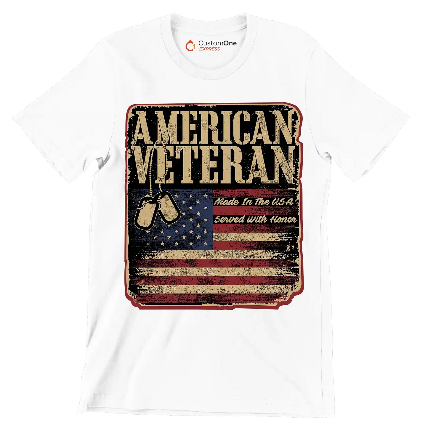 american veteran made in the usa served with honor - Veterans Themed T-Shirt-White-S-Custom One Express