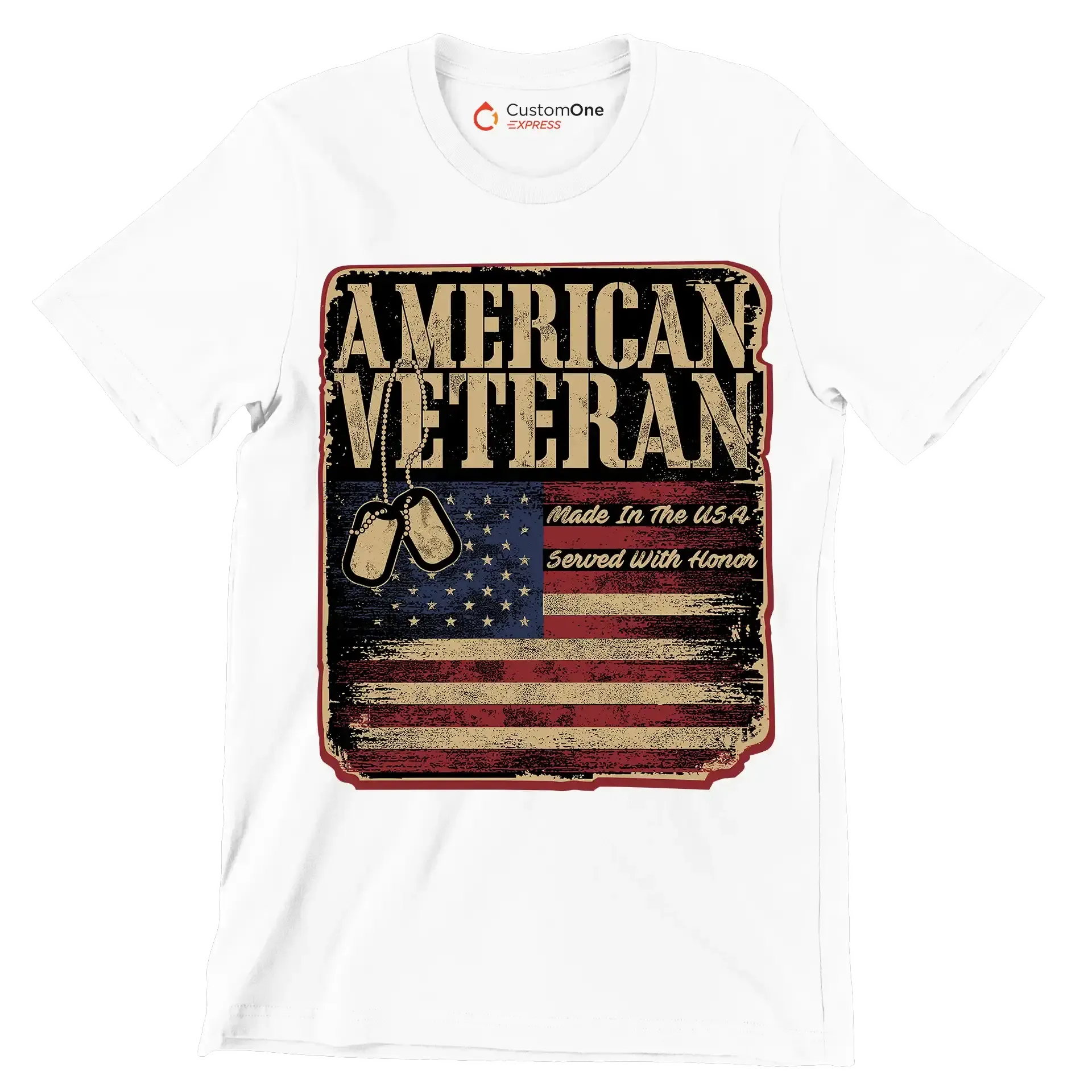 american veteran made in the usa served with honor - Veterans Themed T-Shirt-White-S-Custom One Express