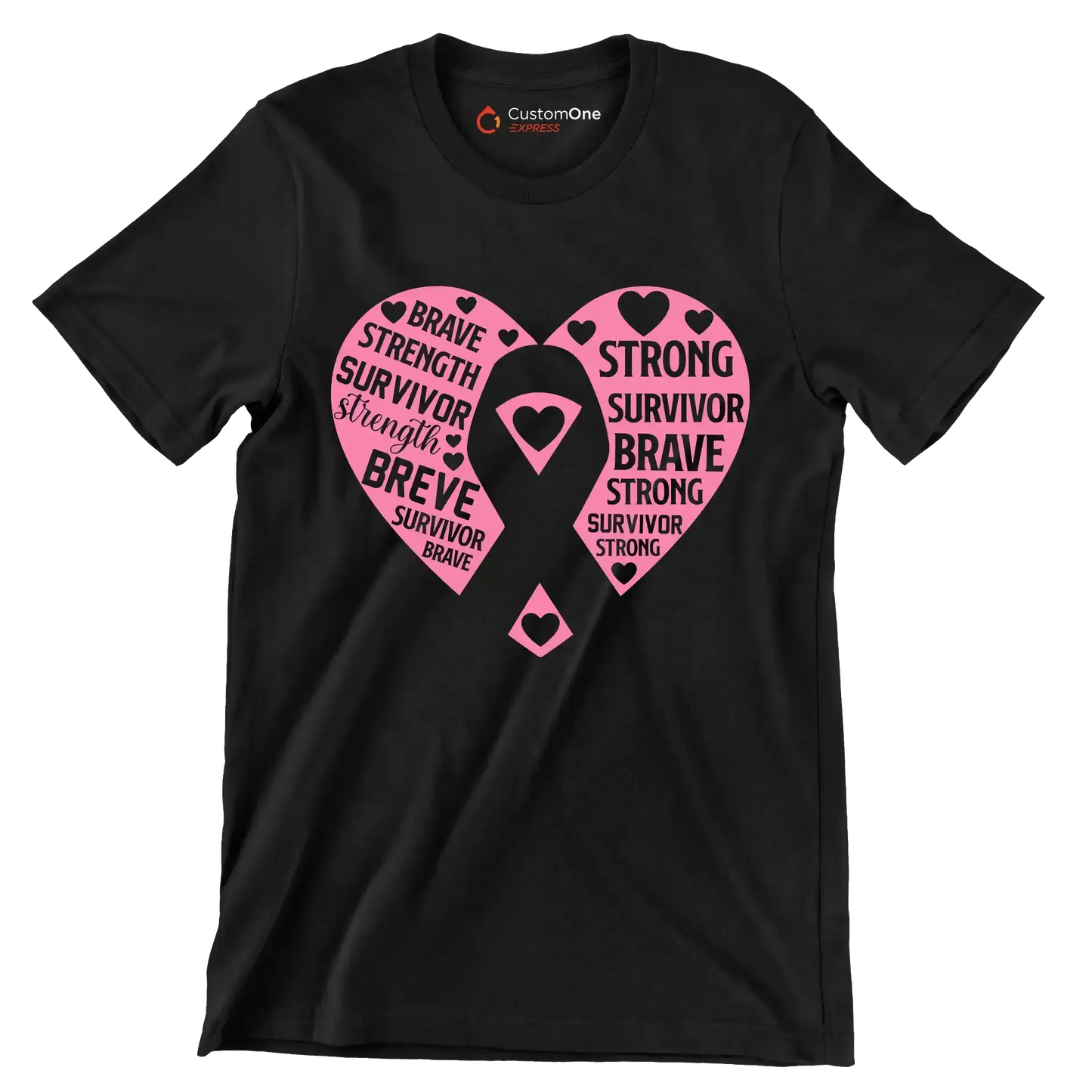 brave strength survivor strength brave survivor brave strong survivor brave strong survivor strong - Breast Cancer Awareness T-Shirt-Black-S-Custom One Express