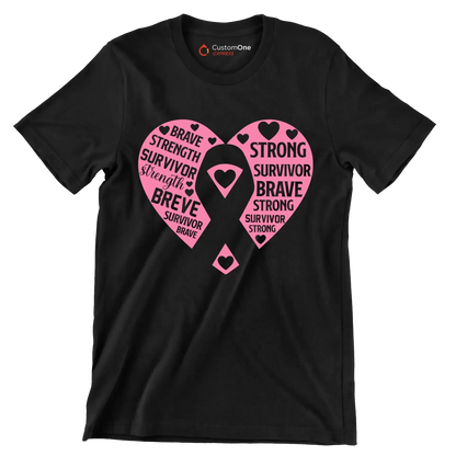 brave strength survivor strength brave survivor brave strong survivor brave strong survivor strong - Breast Cancer Awareness T-Shirt-Black-S-Custom One Express