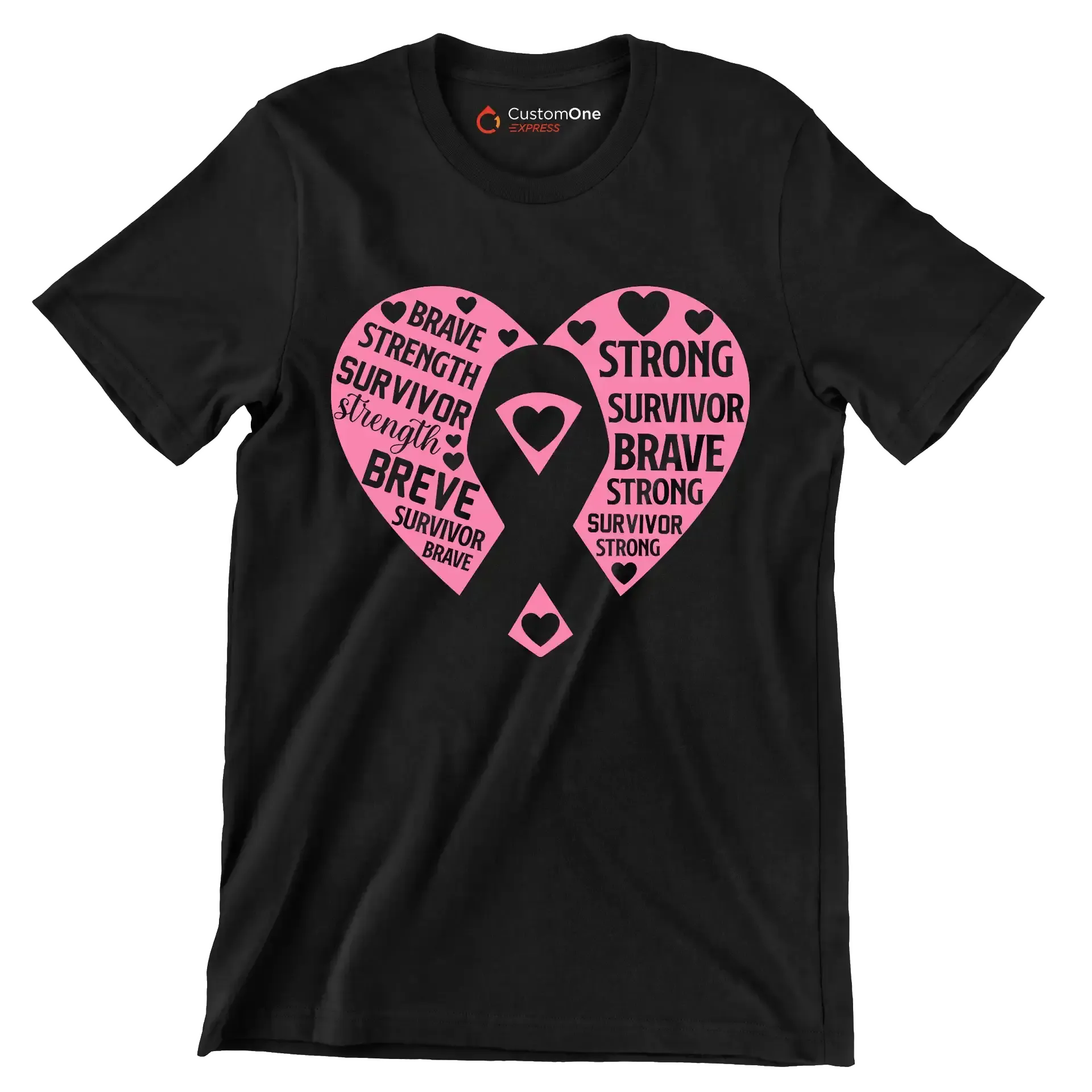 brave strength survivor strength brave survivor brave strong survivor brave strong survivor strong - Breast Cancer Awareness T-Shirt-Black-S-Custom One Express