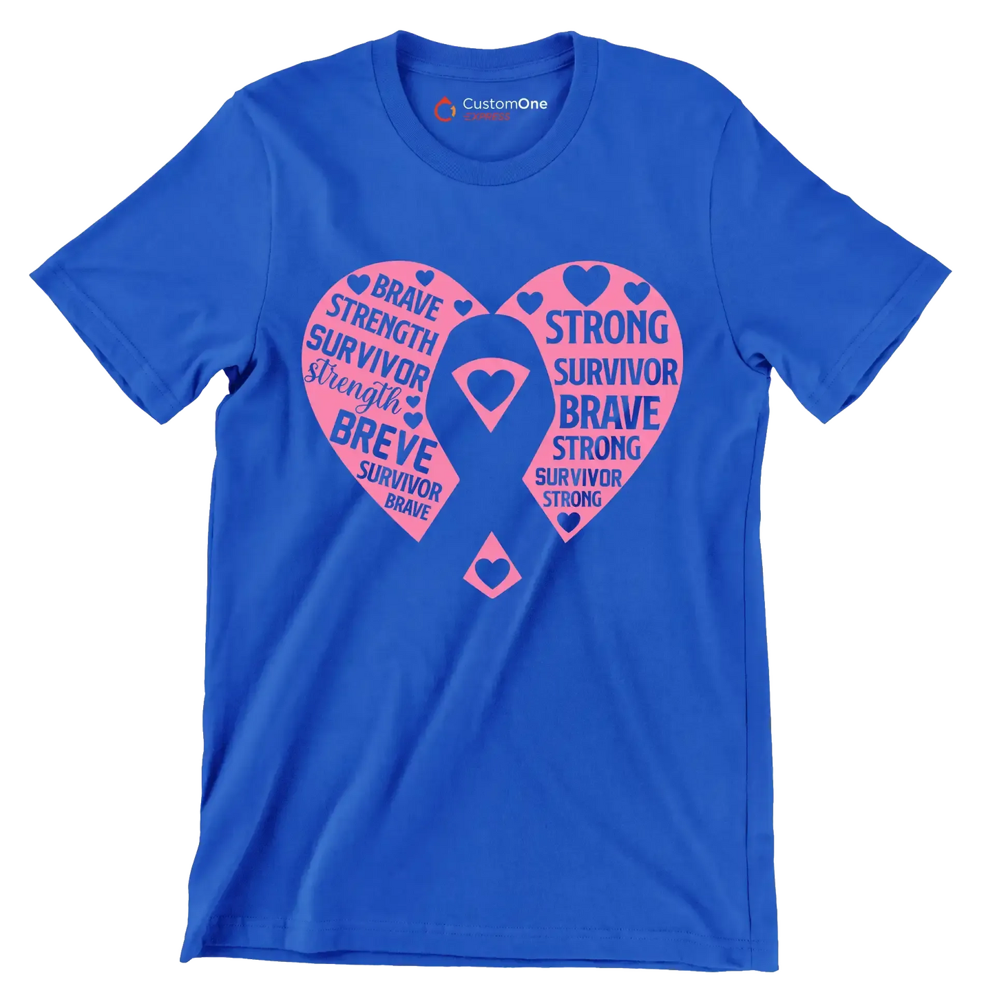brave strength survivor strength brave survivor brave strong survivor brave strong survivor strong - Breast Cancer Awareness T-Shirt-Blue-S-Custom One Express