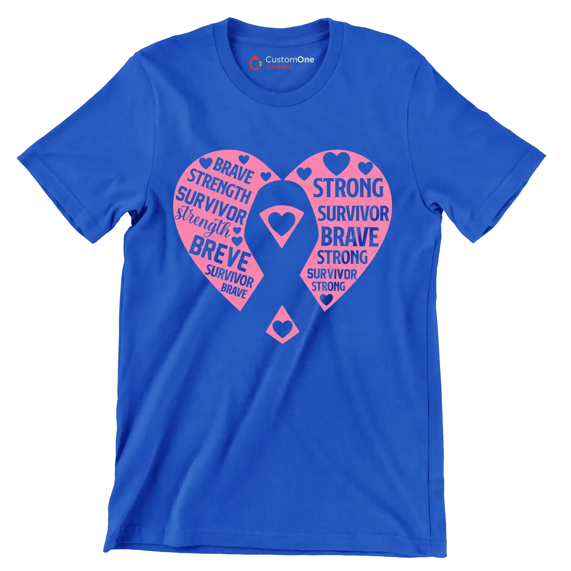 brave strength survivor strength brave survivor brave strong survivor brave strong survivor strong - Breast Cancer Awareness T-Shirt-Blue-S-Custom One Express
