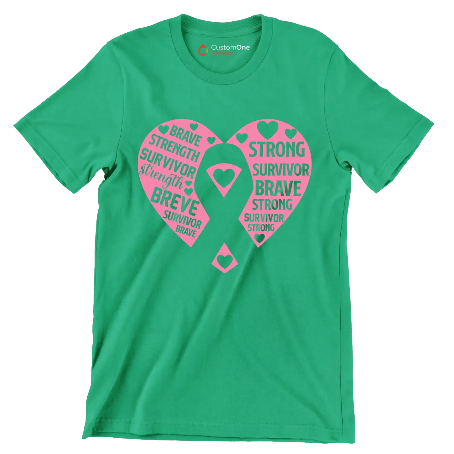 brave strength survivor strength brave survivor brave strong survivor brave strong survivor strong - Breast Cancer Awareness T-Shirt-Green-S-Custom One Express