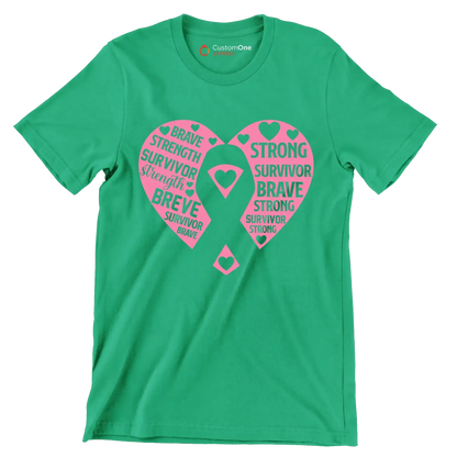 brave strength survivor strength brave survivor brave strong survivor brave strong survivor strong - Breast Cancer Awareness T-Shirt-Green-S-Custom One Express