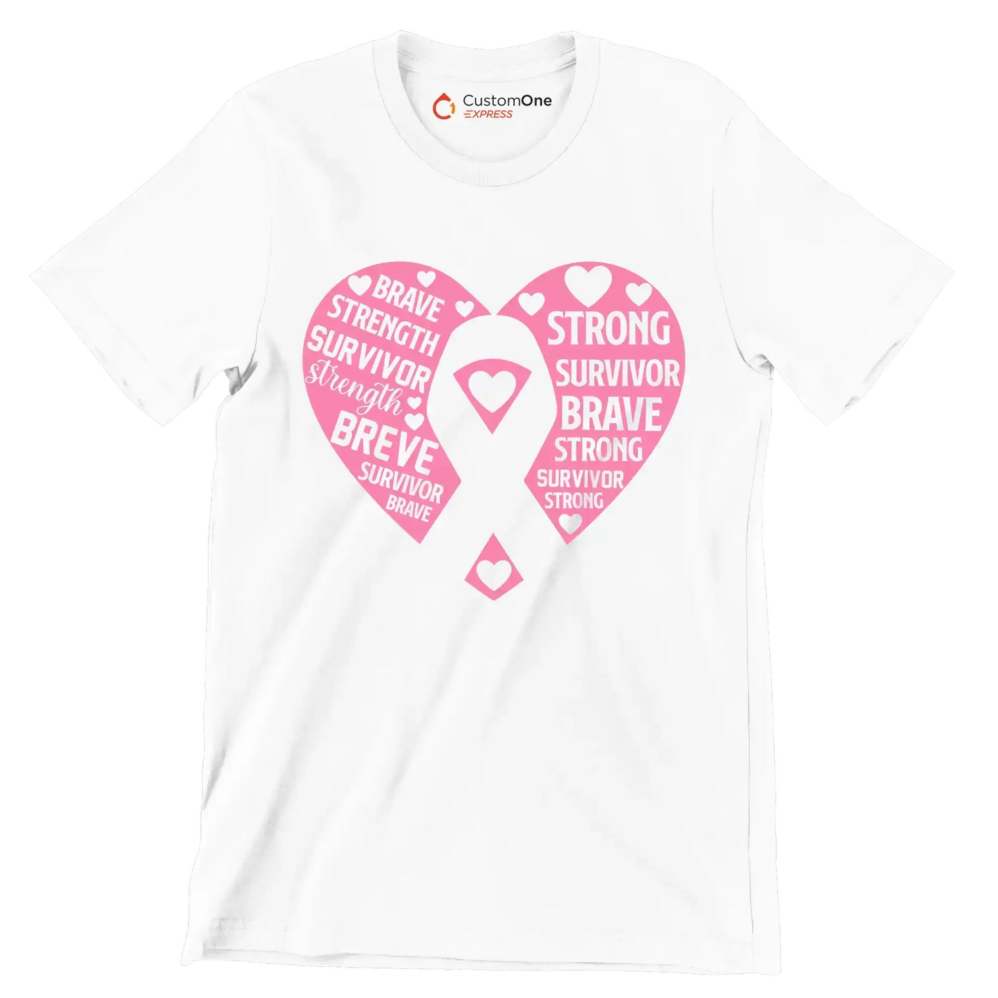 brave strength survivor strength brave survivor brave strong survivor brave strong survivor strong - Breast Cancer Awareness T-Shirt-White-S-Custom One Express