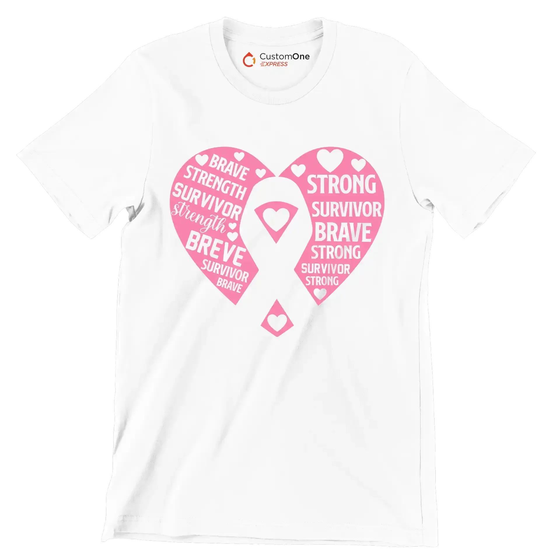 brave strength survivor strength brave survivor brave strong survivor brave strong survivor strong - Breast Cancer Awareness T-Shirt-White-S-Custom One Express