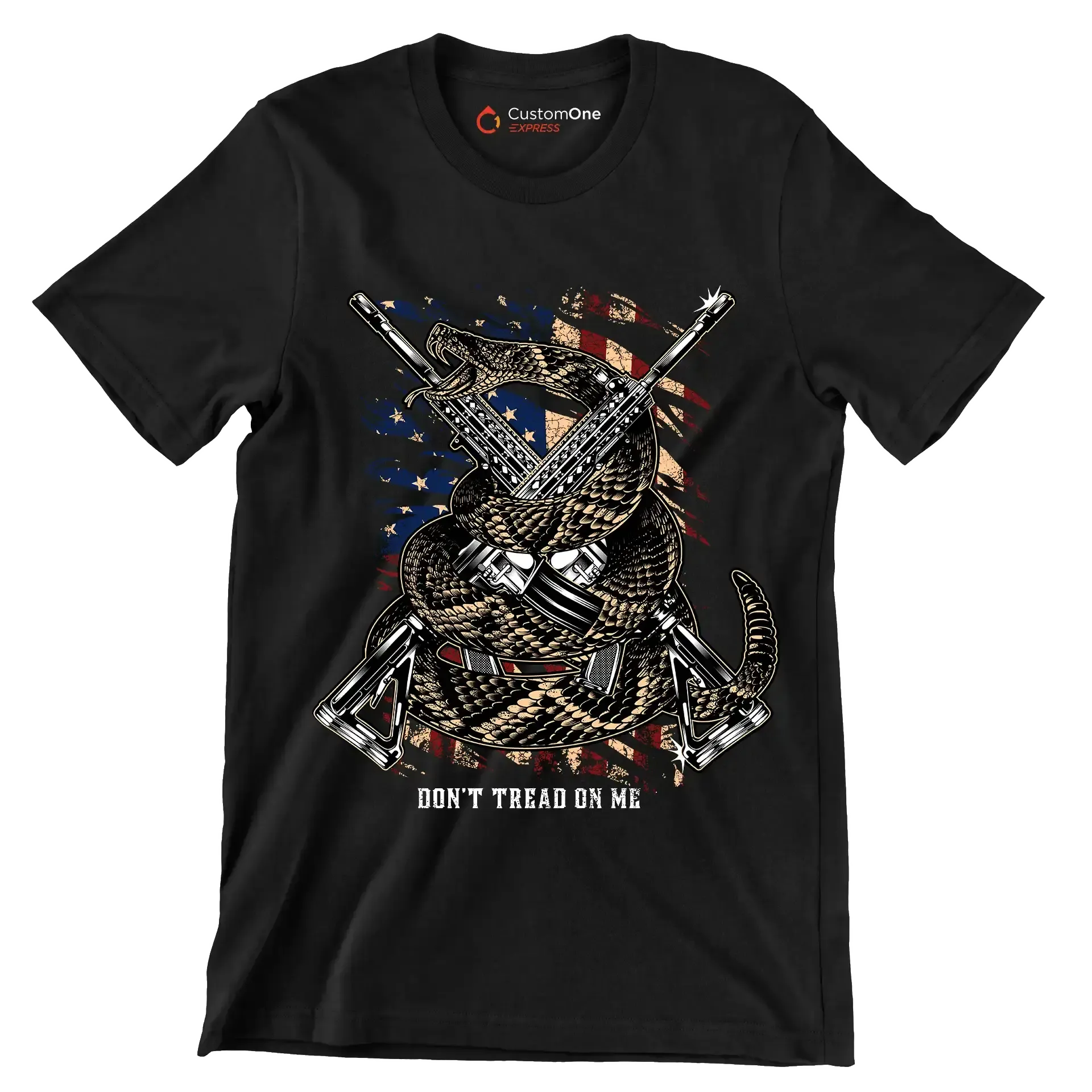 don't tread on me - Veterans Themed T-Shirt-Black-S-Custom One Express