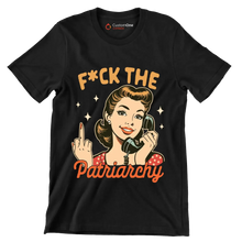 fuck the patriarchy - Retro Themed T-Shirt-Black-S-Custom One Express