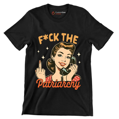 fuck the patriarchy - Retro Themed T-Shirt-Black-S-Custom One Express