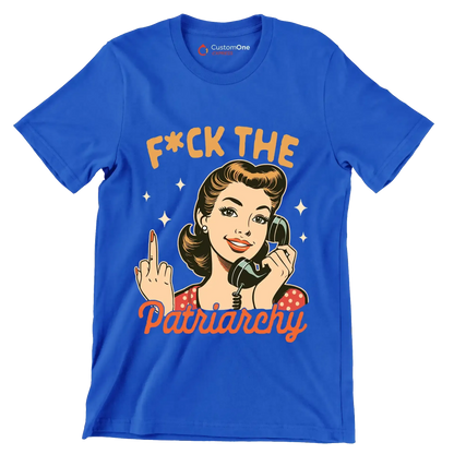 fuck the patriarchy - Retro Themed T-Shirt-Blue-S-Custom One Express