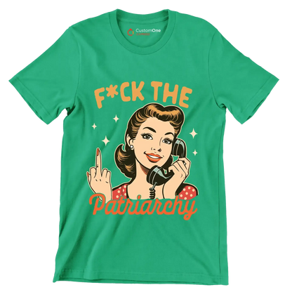 fuck the patriarchy - Retro Themed T-Shirt-Green-S-Custom One Express