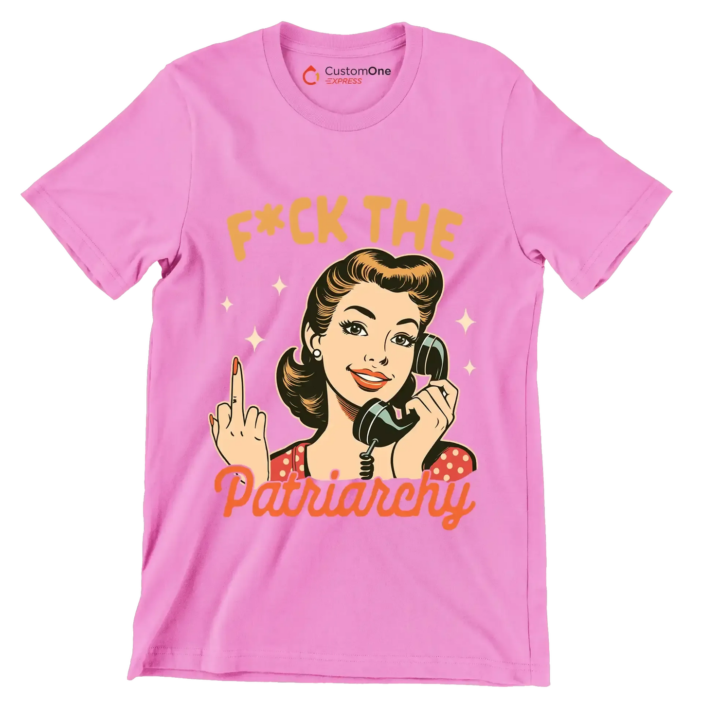 fuck the patriarchy - Retro Themed T-Shirt-Pink-S-Custom One Express